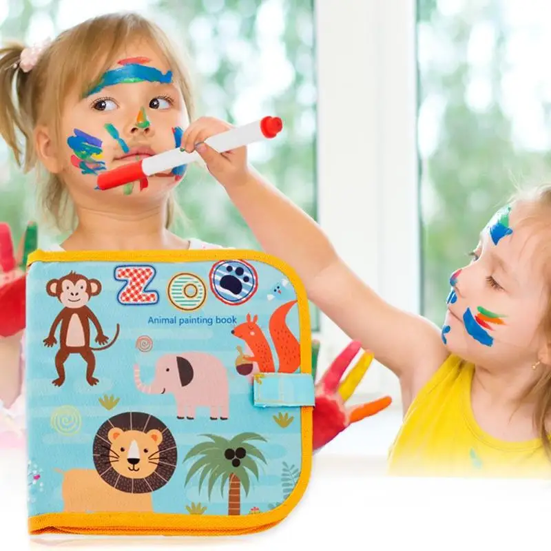 

21*20.5cm Magic Kids Water Drawing Graffiti Painting Book Coloring Book+12pcs Pens+Wet Tissue Multicolor Brushes