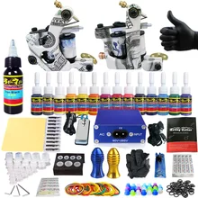 Клеймо Высокое качество Профессиональный набор для татуировок тату машина Пистолет наборы татуировок 2 машины чернила Liner Shader Beginer Kit TK203-17