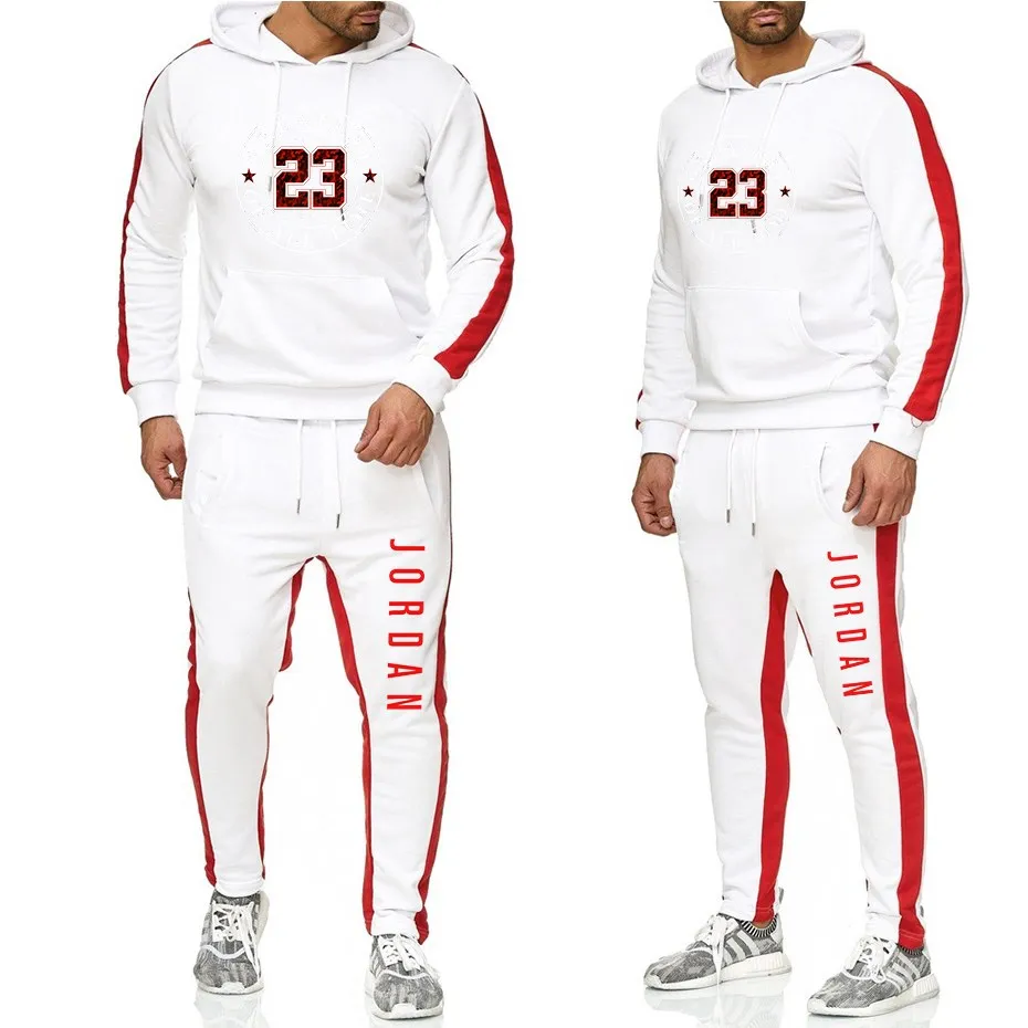 2019 New Print 23 Men's Fashion Casual Sports Pullover Cotton Hoodie  Mens Tracksuit Sports Casual Fashion Suit Men Sweat Suit