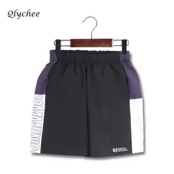 Qlychee Цвет Письмо печати Уличная Короткие штаны с эластичным поясом и карманом Для женщин шорты Femme Летний стиль шорты
