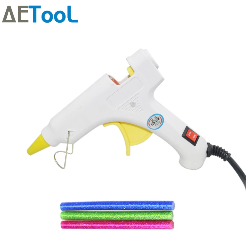 AETool ЕС Plug 15/25 Вт Регулируемый термоклей пистолет с 3 шт. Цвет 7 мм термоплавкий
