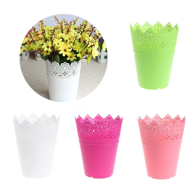 Мини цветочный горшок пластиковая ваза горшка вертикальные садовые горшки Балконный стол ваза с орнаментом цветочные горшки для