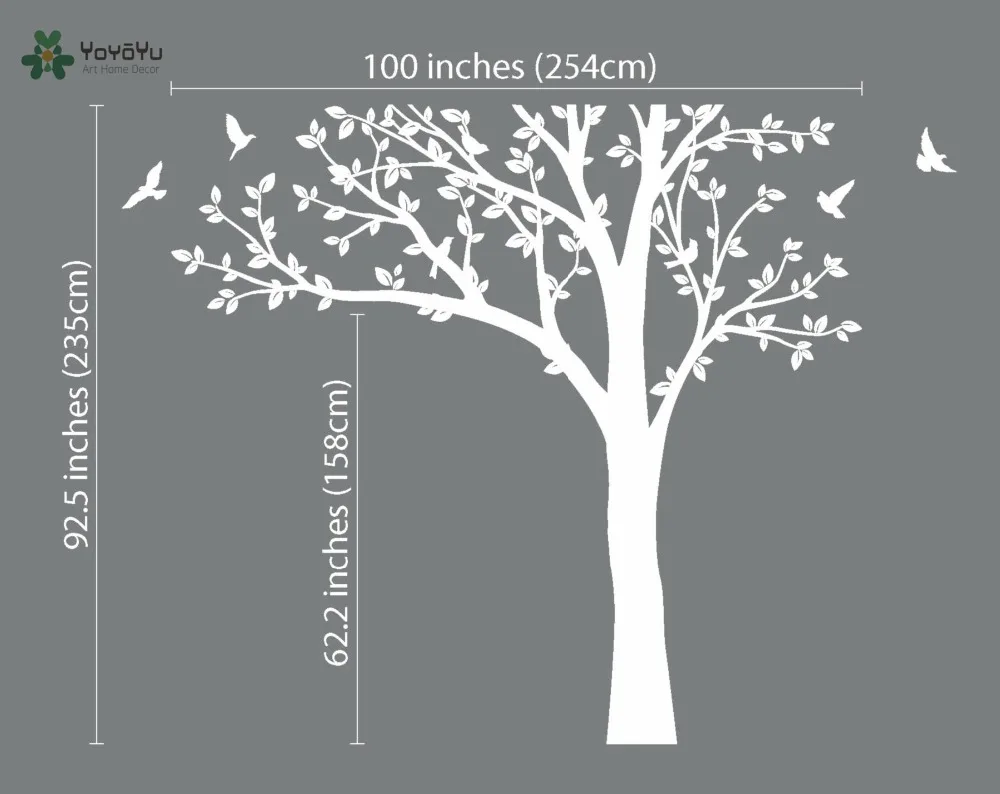  Wall Decal Vinyl Sticker Nursery Large White Tree Bird Wall Art Decor Custom Color Mural Kid Room B - 32818740792
