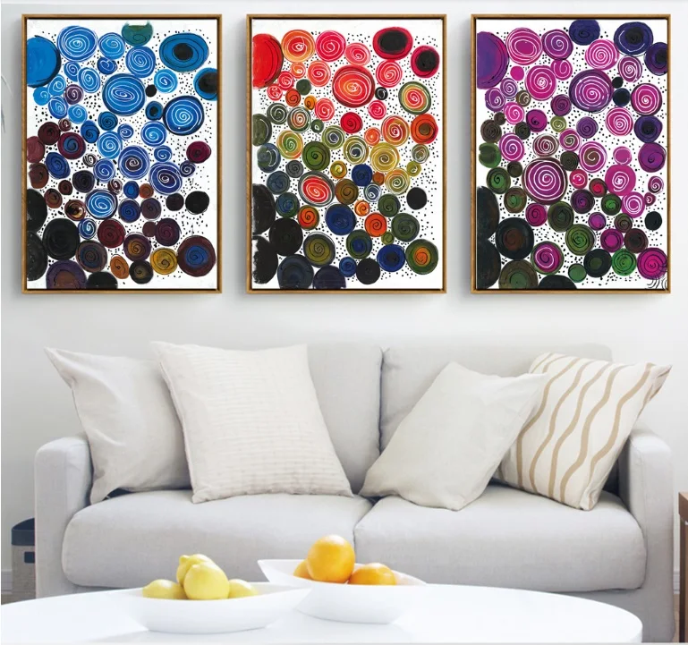 

Creative Color Circle Canvas Paintings Modular Pictures Wall Art Canvas for Living Room Decoration No Framed