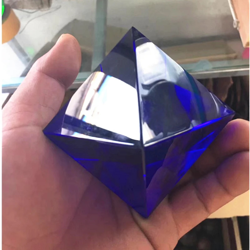 

Beautiful blue fused stone octahedron pyramid reiki healing crystals base healing provide energy as for gift