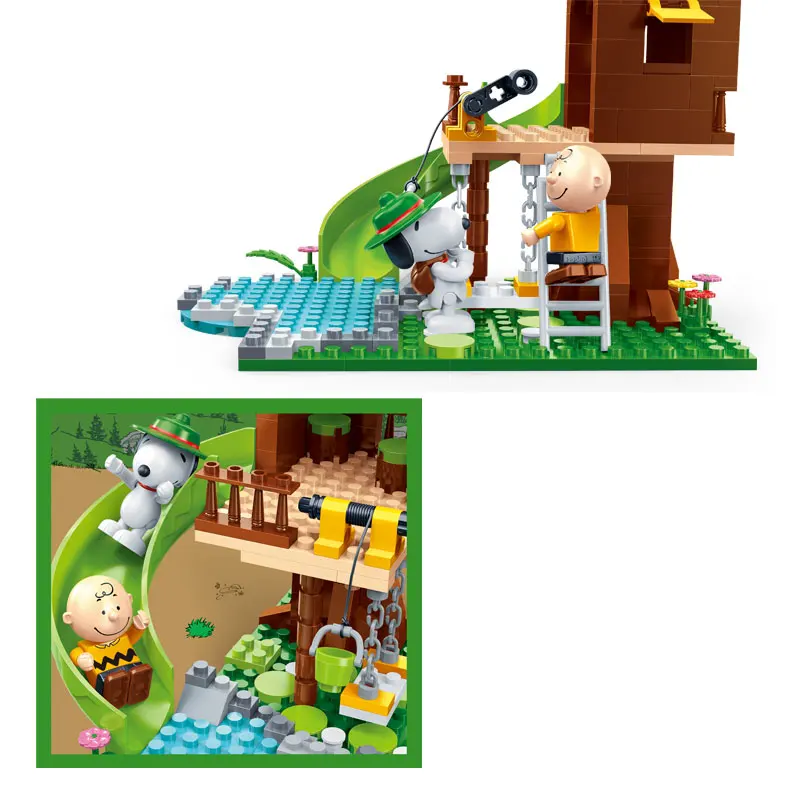 BanBao 7515 Hot Sale Snoopy IP Peanuts Figure Tree House with Slide Building Blocks Toys For Children Educational Model Bricks