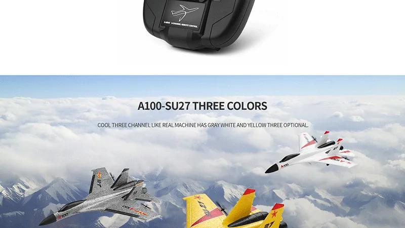 Wltoys XK A100-SU27 радиоуправляемый самолет 2,4 г 340 мм 3CH самолет с фиксированным крылом наружные радиоуправляемые игрушки летающий самолет с дистанционным управлением детский подарок