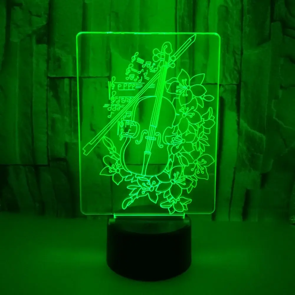 3d ночник для скрипки 7 цветов сенсорное управление Usb светодиодные декоративные