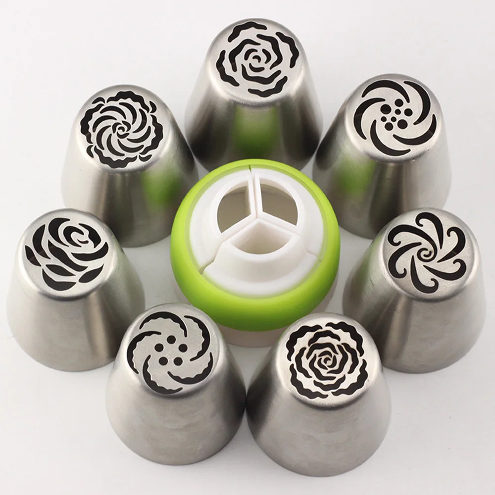 Mujiang 8Pcs Russian Nozzle Set Stainless Steel Icing Cream Nozzles Pastry Tips Sugarcraft Cake Decoration Baking Tools|pastry tools|russian nozzle