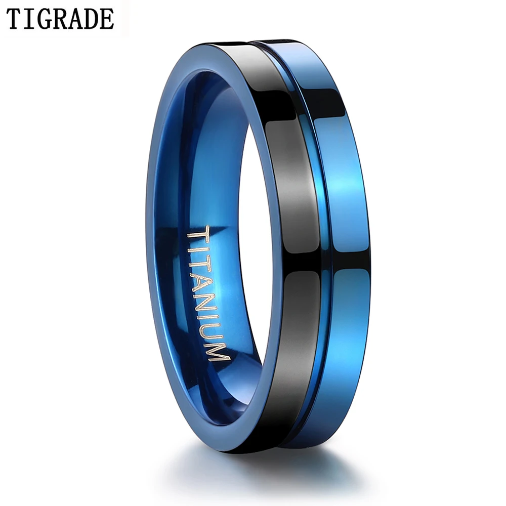 Tigrade Black Blue Titanium Ring 5mm 7mm Men Women Engagement Anel Masculino Rings For Male Wedding bague Anillos Hombre 2