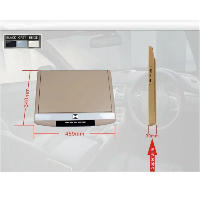  XST 17.3 Inch Car Roof Flip Down Ceiling Mount Monitor Support HD 1080P IR FM Transmitter USB SD HD