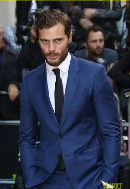 754 Men's Dark Blue Tuxedos Tailored Notch Collar Back Vent Groomsman Wedding Suits England Style Men Suits (Jacket+Pants+Tie)