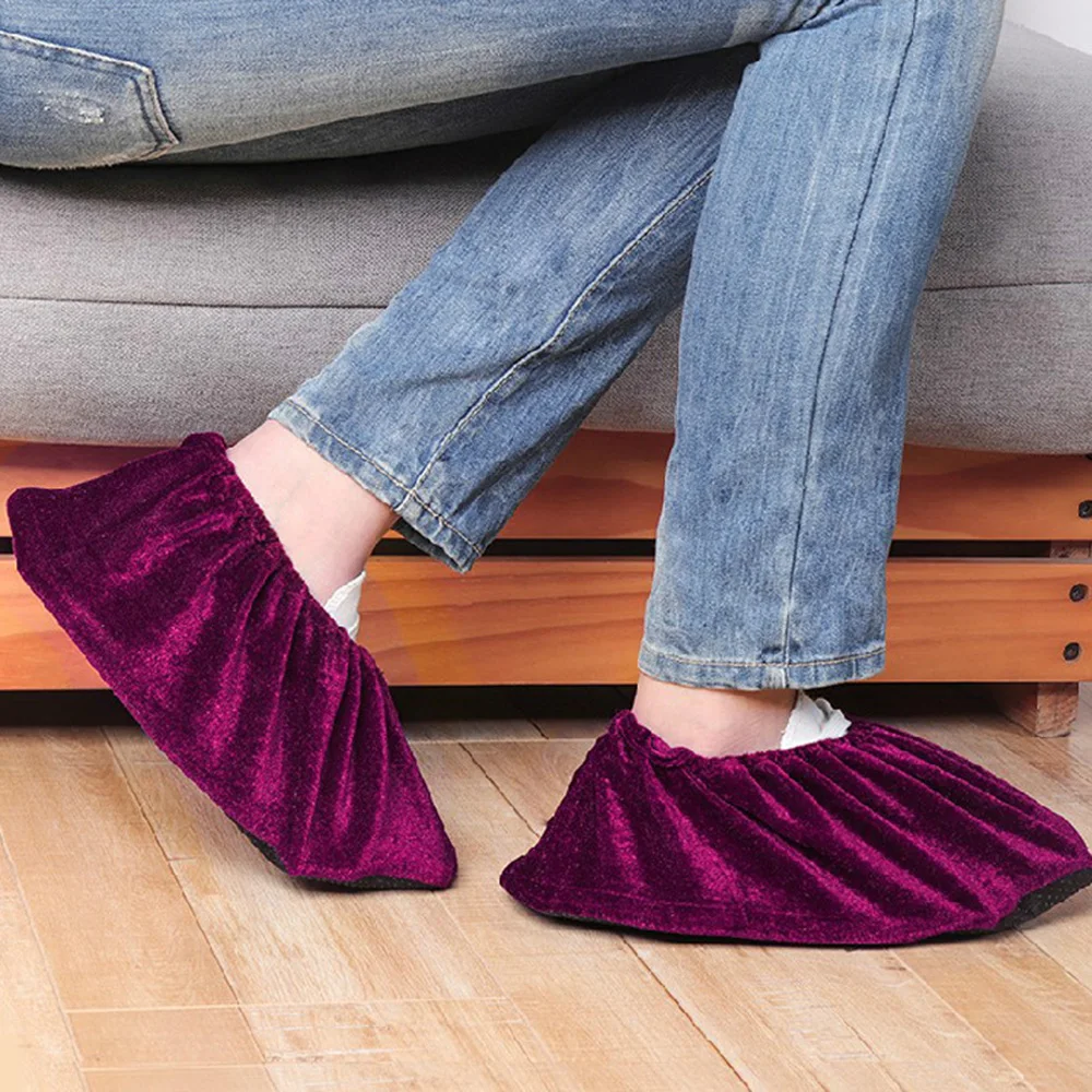 

1 Pair of Boot Shoe Covers Anti-Slip Washable Shoe Covers Elasticity Dustproof Reusable Flannel