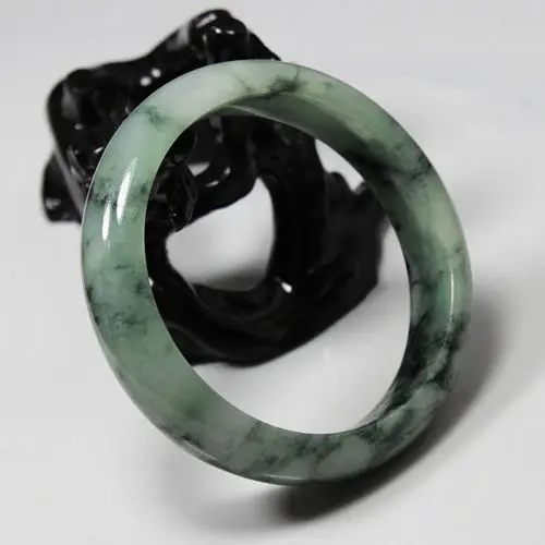 

free shipping 01793 Certified Grade "A" Natural Green Jadeite Jade Gems Bracelet Bangle