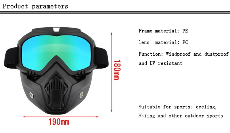Ветрозащитные лыжные очки Защита от пыли защита для лица для езды на велосипеде маска для всего лица Теплые очки велосипедные маски с УФ-очками