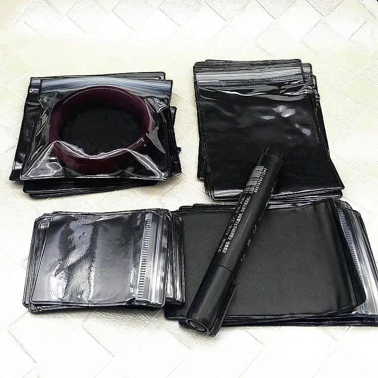 100pcs Thick One Side Clear Plastic Jewelry Zip Lock Bag Black PVC Anti-oxidation Plastic Rings Beads Pearl Storage Pouches 3