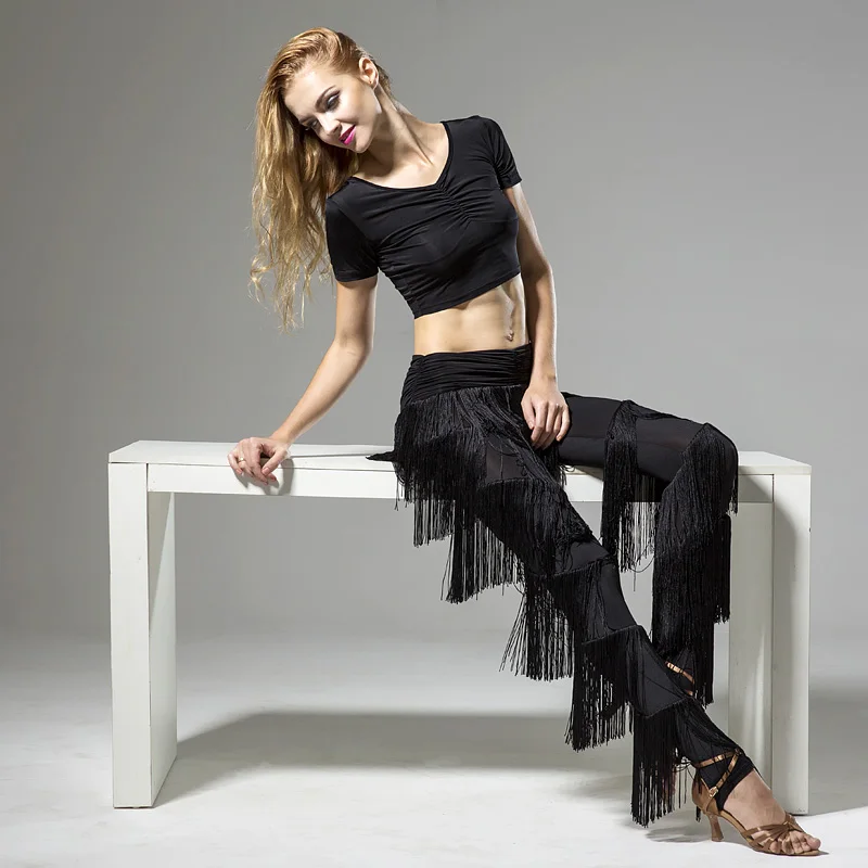Latin Dance Pants For Ladies Adult Modern Dance Skirt Pants Fringe