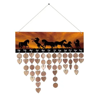 

Horse DIY Wooden Calendar Reminder Board Hanging Decor Colored Hanging Round Plate Heart-Shaped Plate