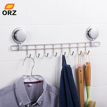 

ORZ Stainless Steel 8 Hooks Kitchen Storage Organizer Rack Wall Mount Bathroom Shelf Hanger Decorative Key Towel Holder Hook