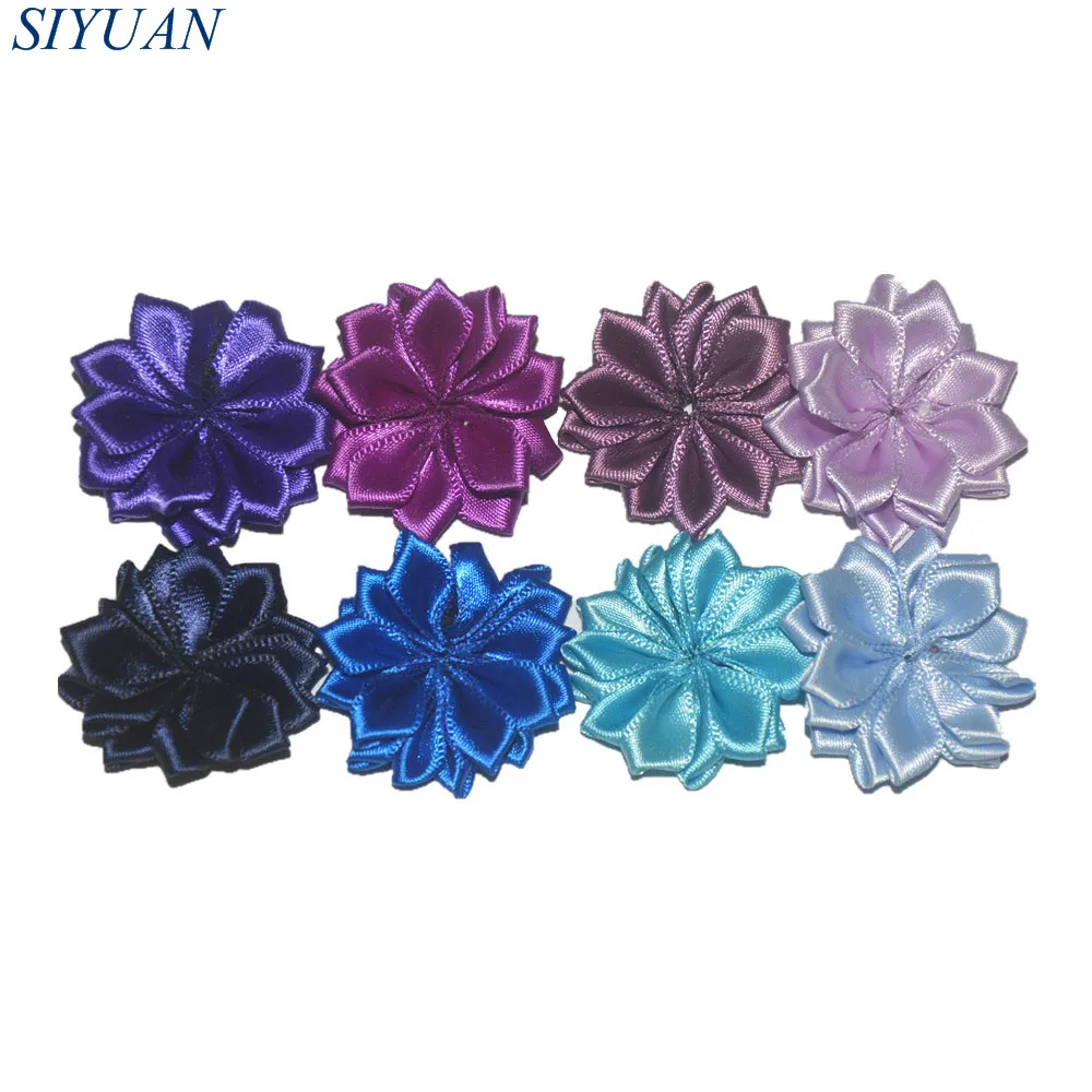 45pcs/lot 3.5cm Mini Silk Satin Flower 16 Petals Cute Petti Flower Kids