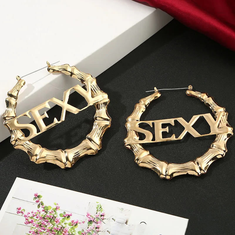 SexeMara VIVILADY хип хоп сексуальные Bamboo круглые серьги обруча Для женщин золото Цвет