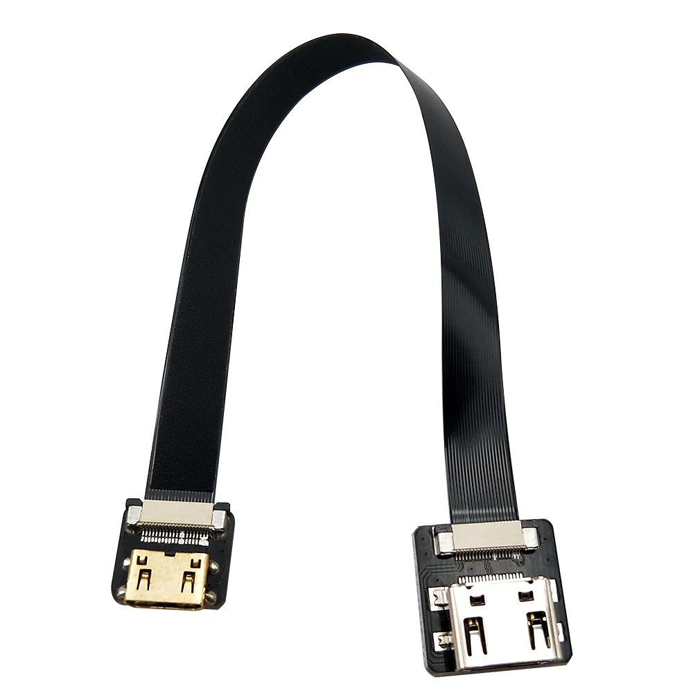 Danspeed الأسود fpv hdmi نوع الأنثى إلى ميني hdmi أنثى hdtv fpc شقة كابل موصل