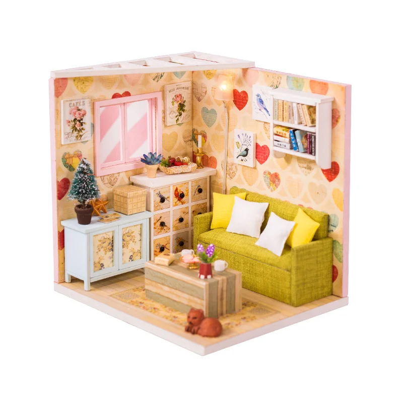 New Doll House DIY Mini Doll House Model Wooden Furniture Doll Doll House Exquisite Bedroom Children
