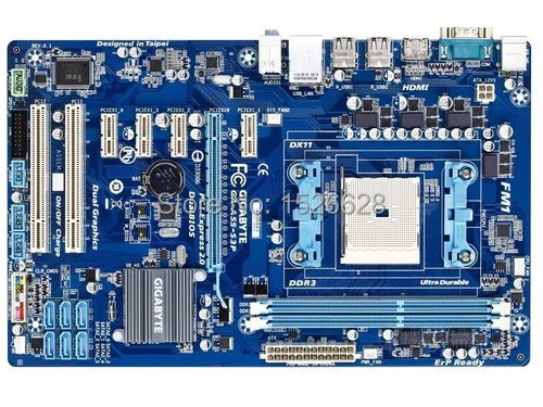 GIGABYTE GA-A55-S3P рабочего Материнская плата A75 гнездо FM1 для A8 A6 A4 E2 32G блок питания ATX A55-S3P используется