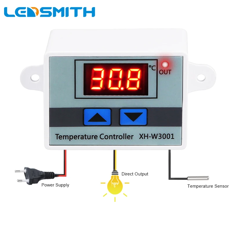

Digital LED Thermometer Temperature Controller AC220V DC12 24V Thermostat Incubator Control Microcomputer Probe Weather Station