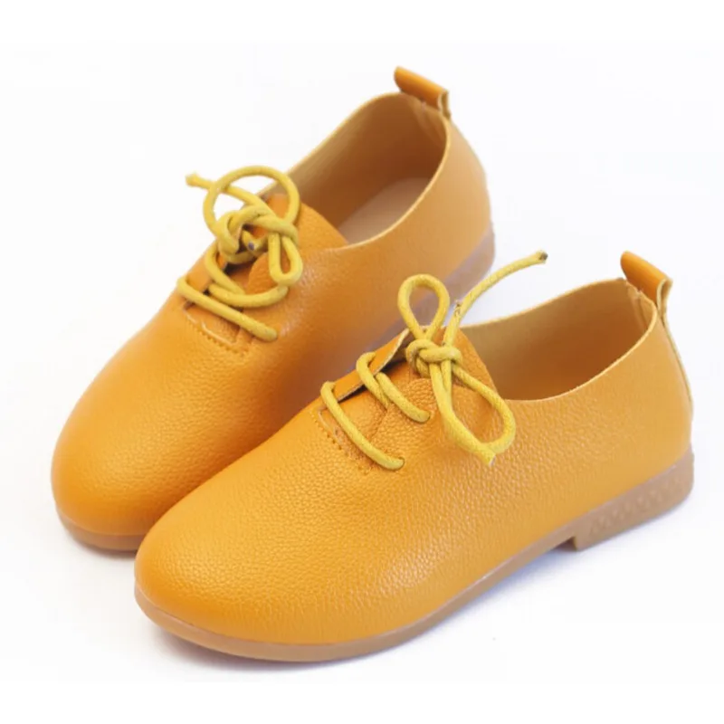 Baby Shoes Baby PU Leather Soft Bottom With Small Leather Shoes Spring And Autumn Solid Color Children's Casual Princess Shoes - Цвет: Цвет: желтый