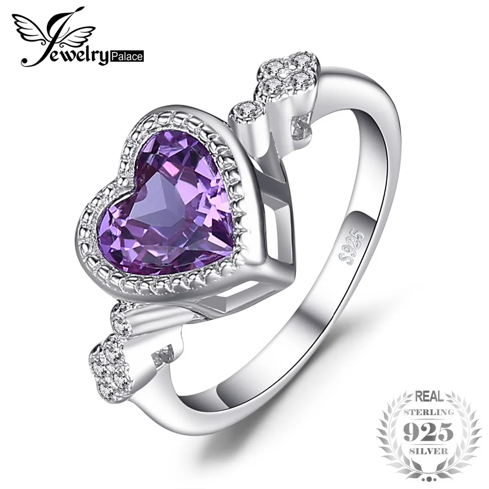 

JewelryPalace Heart Love 2.6ct Created Alexandrite Sapphire Ring 925 Sterling Silverr Fine Jewelry hot selling 2017 gift for mom