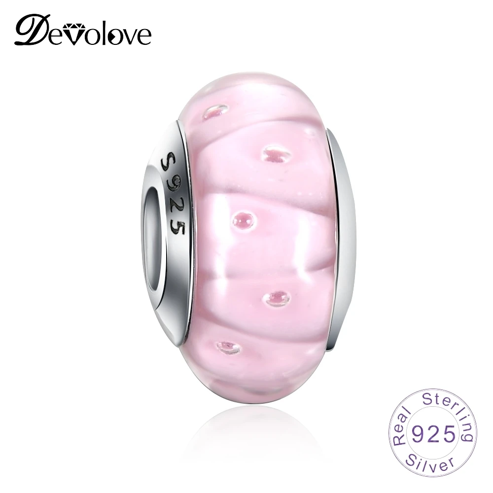Devolove New Real 925 Sterling Silve Effervescence Murano Glass Beads Fit Pandora Charm Bracelet Bangle Trendy Dropshipping | Украшения и