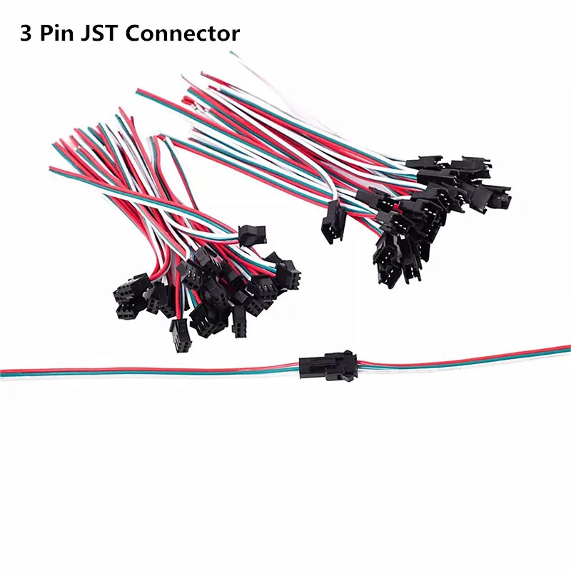 1-100 пар JST SM разъем 2pin/3pin/4pin/5pin мужской и женский набор 2 3 4 5 pin провода кабель косички разъем для светодиодной ленты - Цвет: 3pin