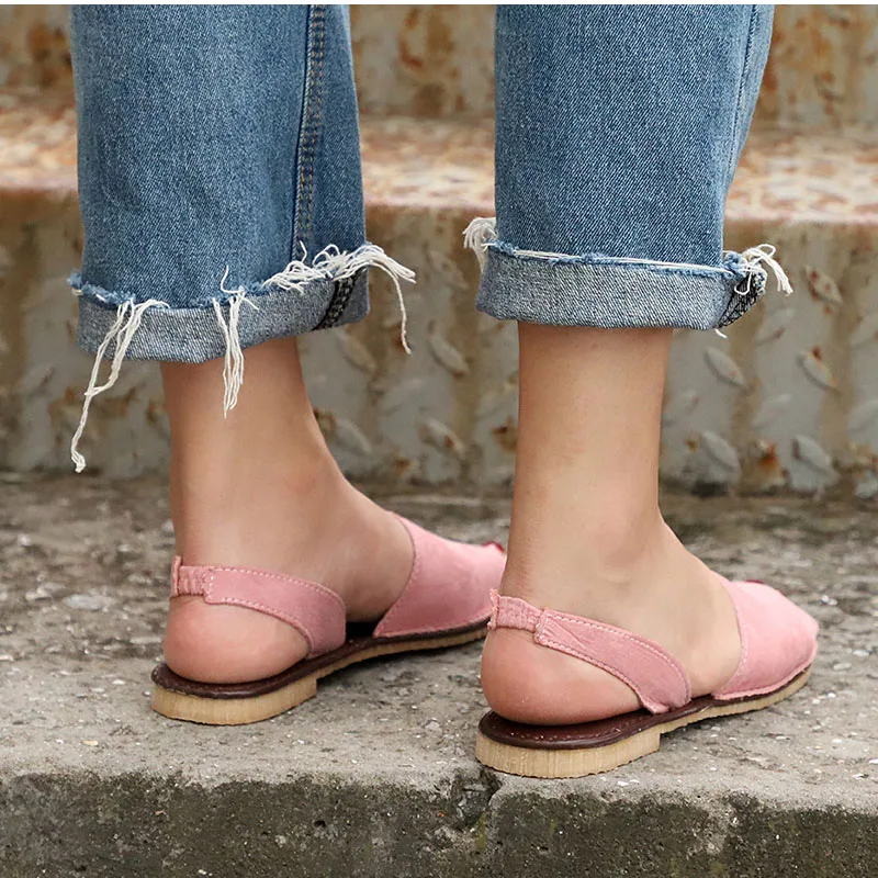 MCCKLE/Летние босоножки; женская обувь на плоской подошве; женская повседневная обувь с открытым носком; искусственная замша; слипоны; эластичная лента; однотонная обувь для отдыха; большие размеры