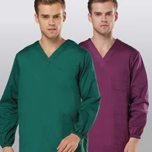 Воротник с v-образным вырезом медицинские доктора скраб наборы хирургические халаты медсестры униформа больница стоматологическая клиника салон красоты Спецодежда Комбинезоны