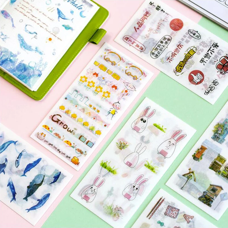 

Washi Stickey paper Stickers Colorful Animal Plants Decoracion Scrapbooking DIY Office Stationery School Supplies 6 Sheets/Bag