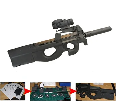 Бумажная модель пистолет современный fn p90 1:1 3D головоломка DIY обучающая