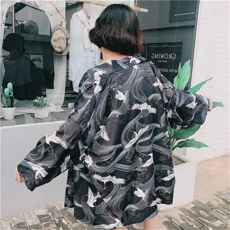 price reduction Women Kimono Jacket Thin Cardigan Yukata Coat 10 Colors Japanese Style Outwear Retro Loose Casual S