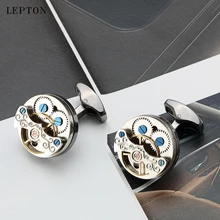 Hot Sale Movement Tourbillon Design Cufflinks For Mens Wedding Groom Mechanical Watch Steampunk Gear Cufflinks Relojes Gemelos