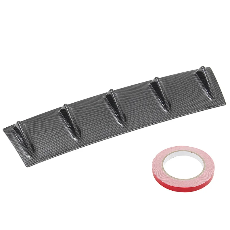 

Universal Car Rear Bumper Lip Diffuser 5 Fins Spoiler Body Carbon Fiber-Style Bumpers ABS Plastic Auto Exterior Part 58.4x15.2cm
