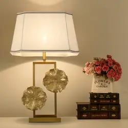 Настольная светодиодный Светодиодная лампа спальня гостиная Медная настольная лампа прикроватная лотос лист настольная лампа ночник для