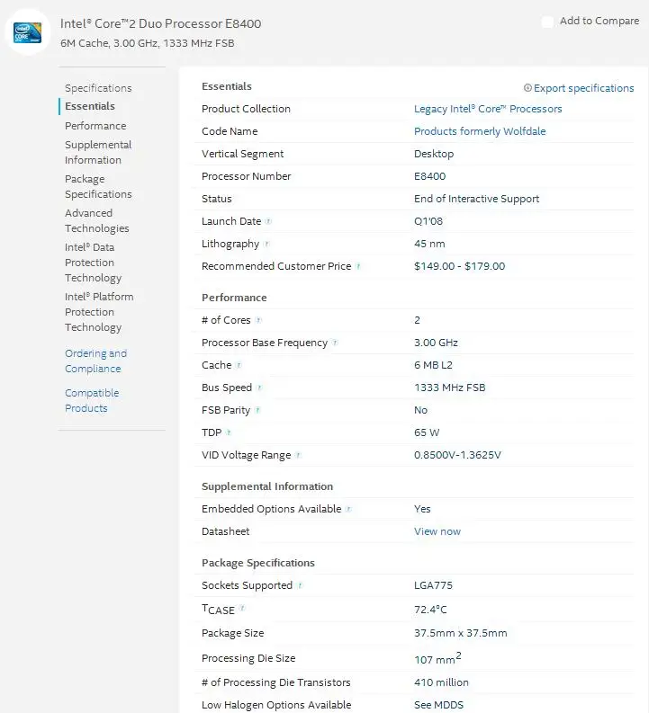 laptop processor Origianl Intel Core 2 Duo E8400 CPU Processor (3.0Ghz/ 6M /1333GHz) Socket 775 best processor