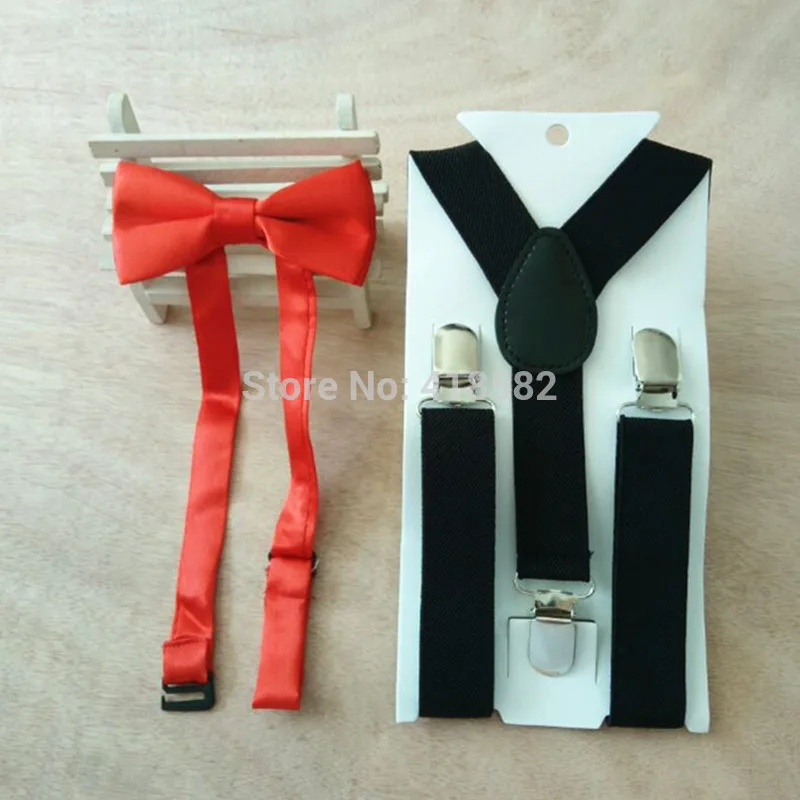 LB001-S size candy color children supenders and bowtie sets Y-back braces for Wedding