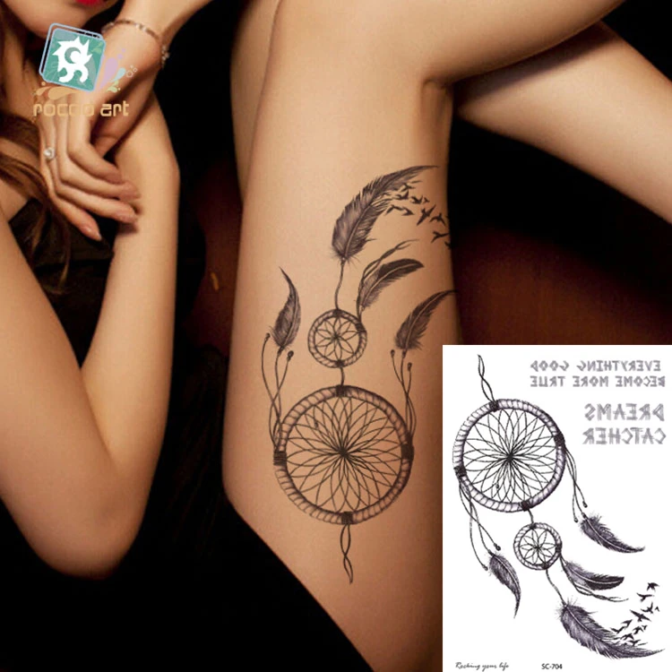

Rocooart Dream Catcher Watercolor Temporary Tattoo Sticker Feather Tribal Custom Tattoo Body Art Arm Fake Tatoos Galaxy Sexy DIY