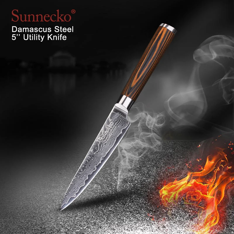 SUNNECKO 4 шт. Кухня набор ножей из дамасской стали Сталь утилита нож для очистки