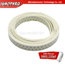 100pcs 220PF 50 X7R Erro 10% V 0603 221 220P SMD Thick Film Chip Capacitor Cerâmico Multicamadas
