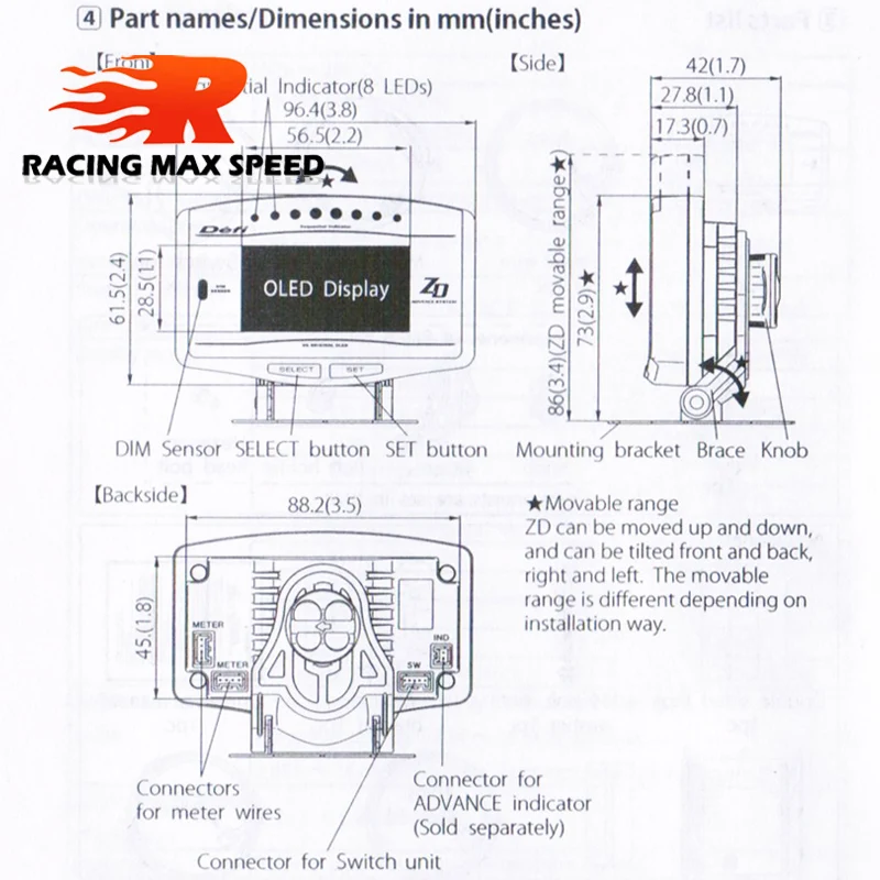 Universal Full Kit Sports Package 10 in 1 BF CR C2 DEFI Advance ZD Link Meter Digital Auto Gauge With Electronic Sensors