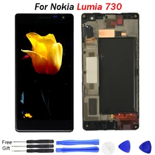 Original For Nokia Lumia 730 Screen display 735 LCD Display Touch Screen Digitizer Glass Assembly with Frame For Nokia Lumia 730