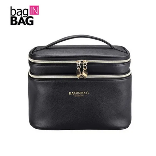 Fashion White Black Cosmetic Bag Large Capacity Double Layer Make Up Fashion White Black Cosmetic Bag Large Capacity Double Layer Make Up Bags Pu Makeup Organizer