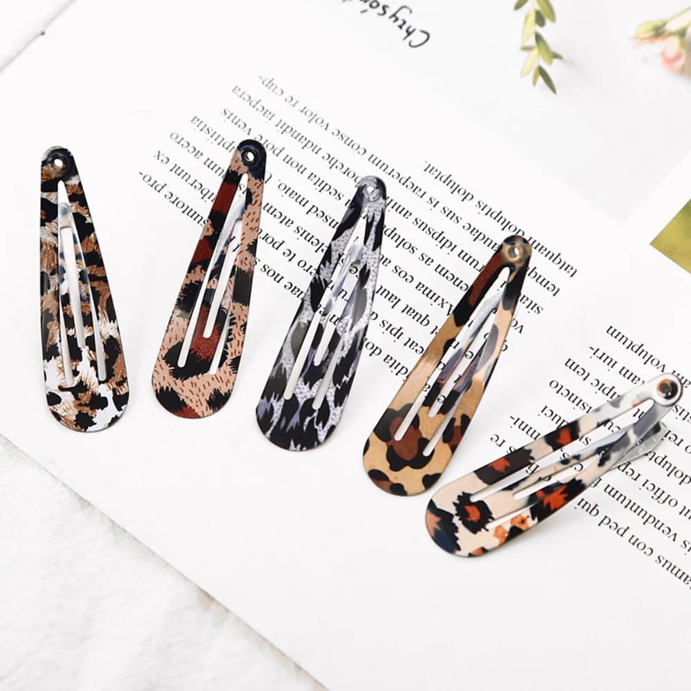 

Xugar Hair Accessories 4pcs/set Leopard BB Hair Clips For Women Barrette Girls Korea Bobby Pin Hairpin